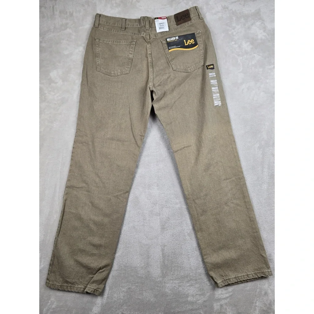Lee Jeans Mens 38x32 Brown Relaxed Fit Straight Leg Cotton Denim 2055514